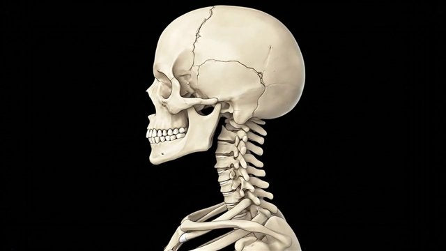 Illustration of the cervical spine and the muscles around it